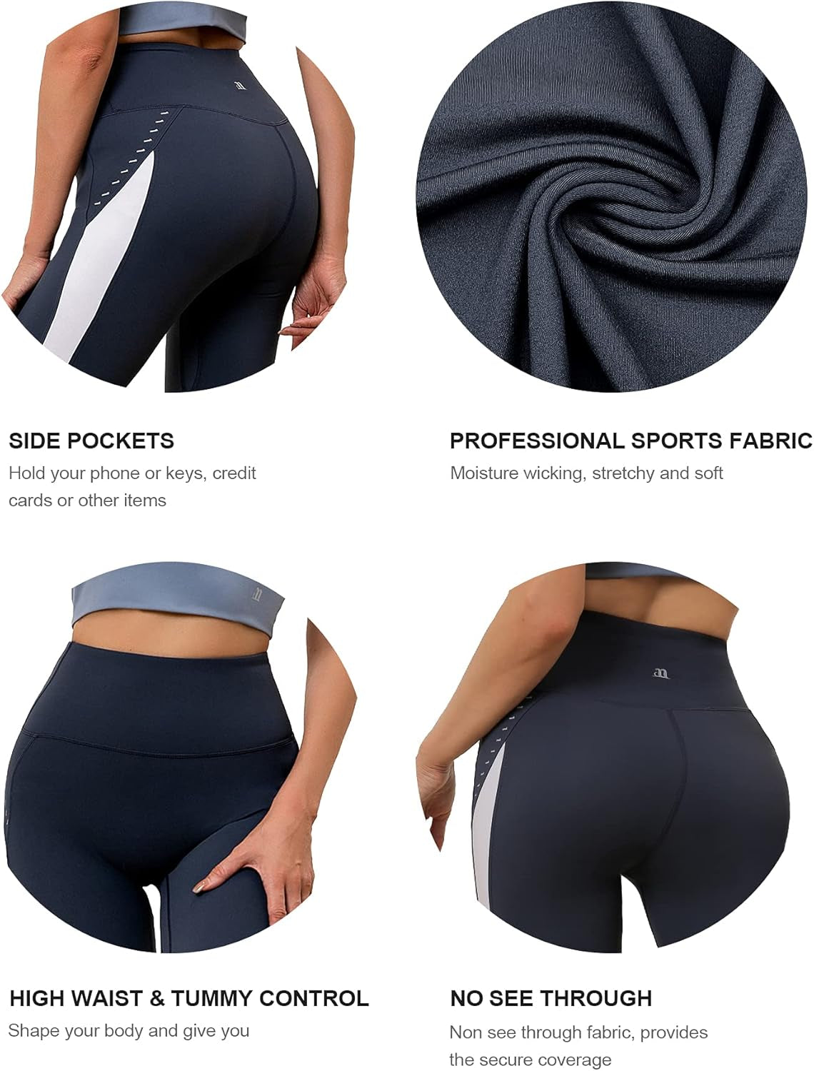 Workout Gym Leggings Yoga Pants for Women High Waisted Tummy Control Non See through Running